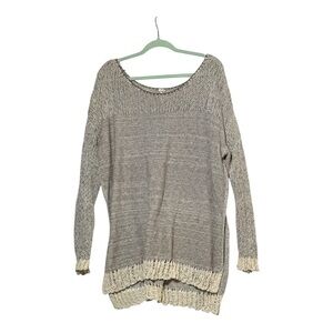 Free People Heathered Gray & Cream Sweater- Oversized medium- Off the shoulder